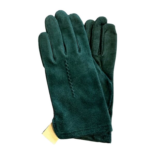 NWT Vintage Moss Dark Green Leather Dressy Gloves Lined Size M - Picture 1 of 5